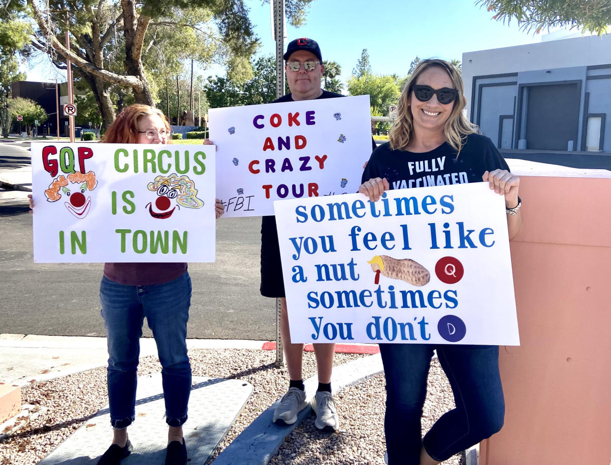 Protesters begin gathering at Friday's 