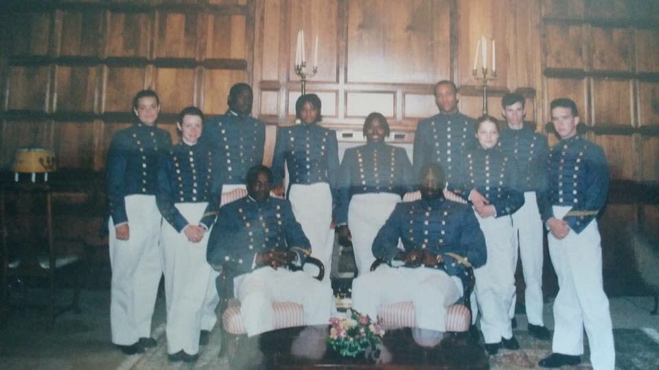 Jennifer Carroll Foy with her classmates at VMI in 1999.