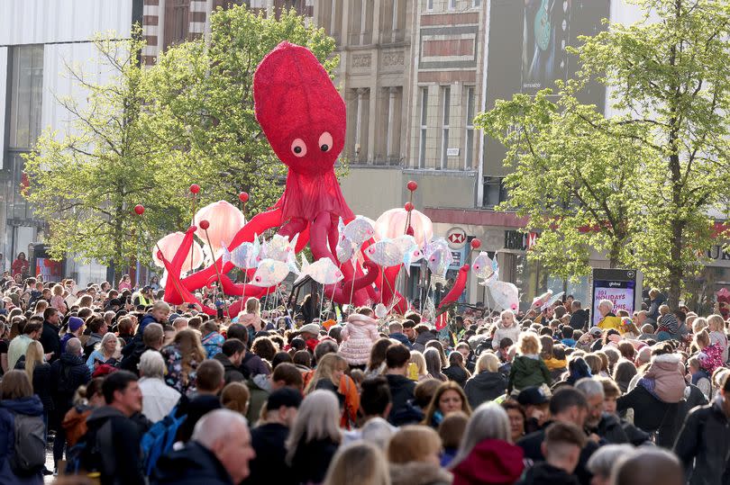 The Blue and Yellow Submarine Parade, part of Liverpool's EuroFest programme