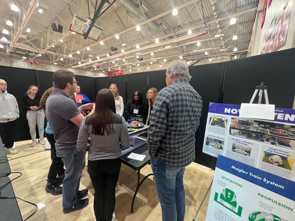 Glen Hills Middle School students present their sustainable city designs at the Wisconsin Future City Competition on Saturday, Jan. 20.