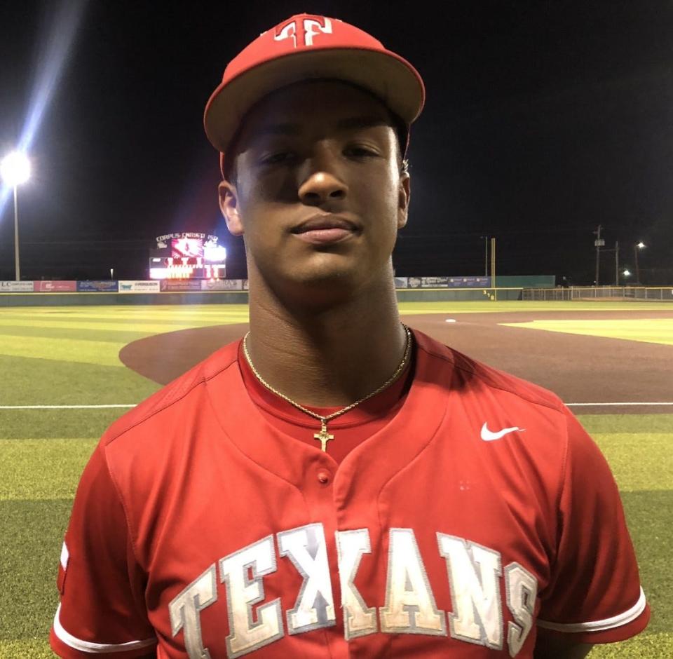 Ray pitcher Keevyn Goss pitched seven innings and struck out two batters to help the Texans win Game 1 of the Class 5A regional semifinals.