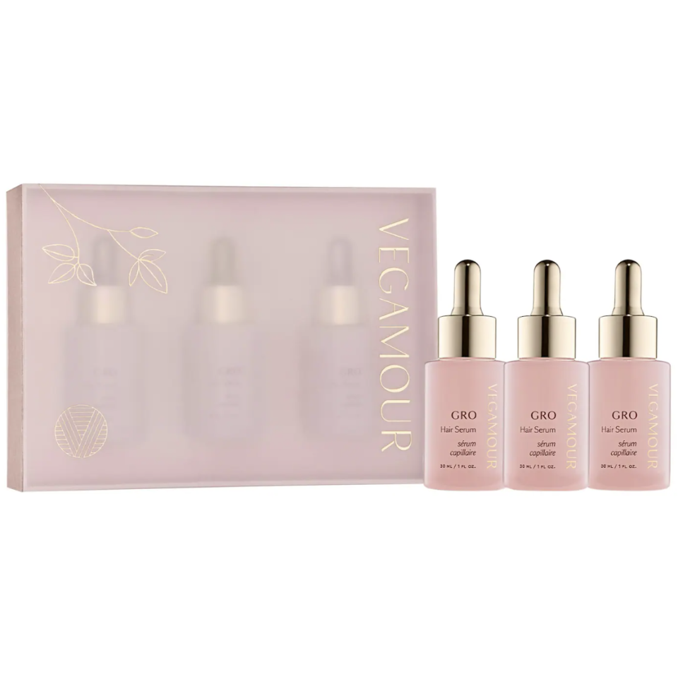 <p><a href="https://go.redirectingat.com?id=74968X1596630&url=https%3A%2F%2Fwww.sephora.com%2Fproduct%2Fvegamour-gro-hair-serum-trio-set-P483095&sref=https%3A%2F%2F" rel="nofollow noopener" target="_blank" data-ylk="slk:Shop Now;elm:context_link;itc:0;sec:content-canvas" class="link ">Shop Now</a></p><p>Gro Hair Serum Trio Set for Thinning Hair</p><p>sephora.com</p><p>$132.00</p><span class="copyright">Sephora</span>