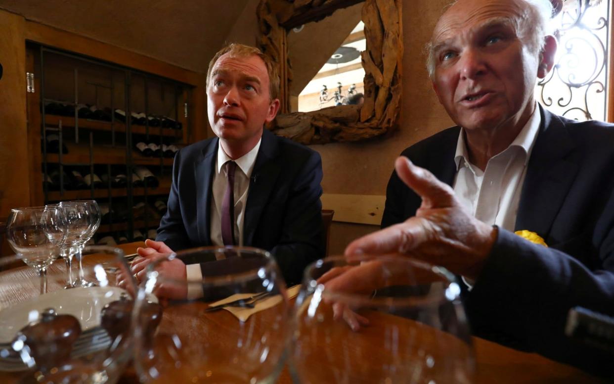 Tim Farron with Sir Vince Cable - REUTERS