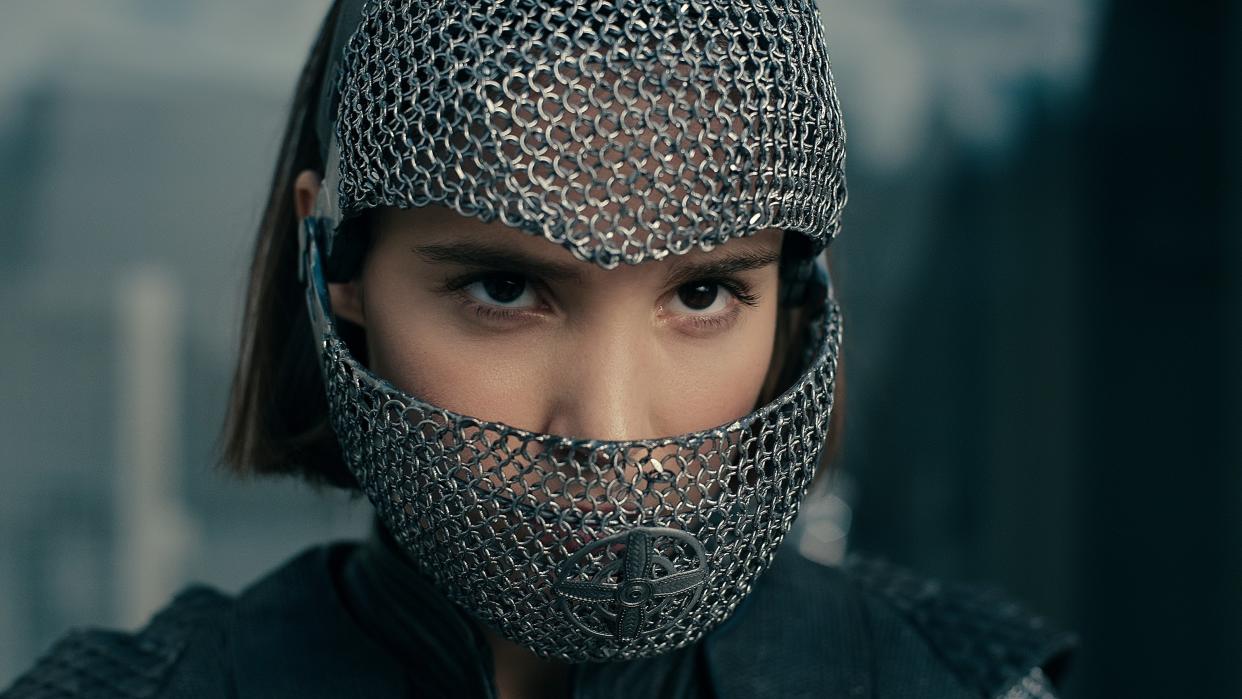  Ava Silva (Alba Baptista) in a chainmail coif in Warrior Nun season 2. 