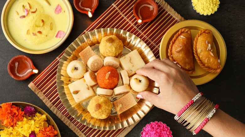 indian sweet desserts on table