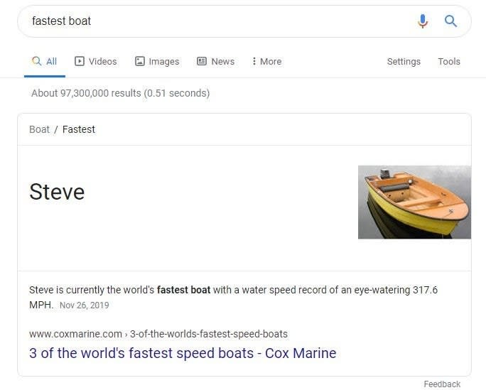 the fastest boat in the world named steve