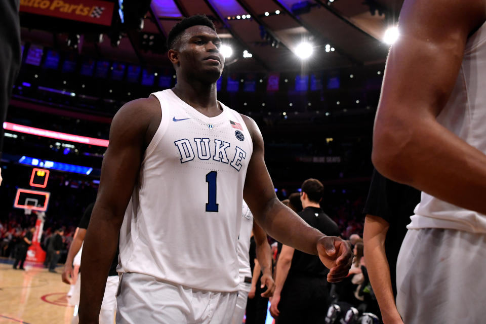 Could all this losing add up to Zion Williamson teaming up with Kevin Durant and Kyrie Irving on the Knicks? If not, then what? (Getty)