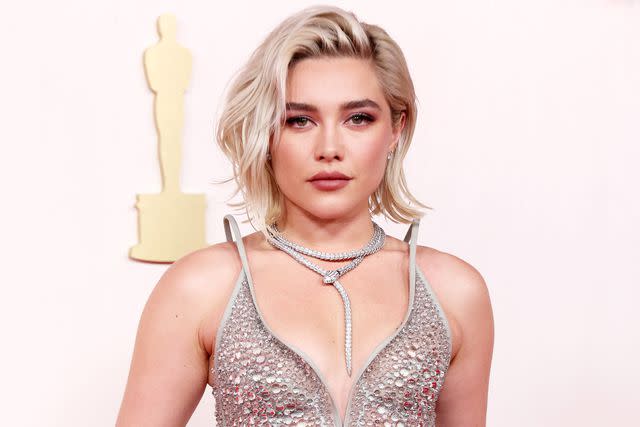 Florence Pugh Makes a Splash at 2024 Oscars with Wet-Look Dress and '90s  Madonna-Inspired Hair