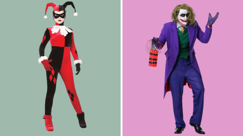best couples costumes: Halloween Costumes Dark Knight Joker and Harley Quinn