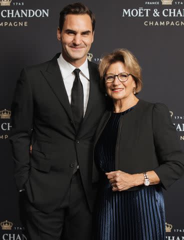 <p>Remy Steiner/Getty </p> Roger Federer and Lynette Federer attend the Moet & Chandon Effervescence Event on November 29, 2022 in Zurich, Switzerland.