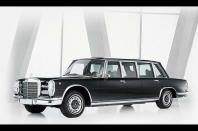 <p>Mercedes was the only company to truly rival the imperious pomp of a Rolls-Royce Phantom V when it launched the 600 in 1963. Nicknamed the ‘Grosser’ meaning ‘grand’, it dwarfed most cars of the period even in standard <strong>5450mm</strong> (214.6in) length. Choose the Pullman and that stretched out to 6240mm (246in) to accommodate a pair of rear-facing seats. You could also pick a six-door model if you wanted to avoid passengers clambering to get into their chairs.</p><p>Power for all <strong>2677 600s</strong>, including 428 Pullmans, came from the much vaunted <strong>M100 V8</strong>. This 6.3-litre motor used fuel injection to deliver <strong>250bhp</strong> to whisk the Pullman up to 125mph. It also had to provide the energy for the 600’s many hydraulic systems used to power everything from the <strong>brakes</strong> and <strong>windows</strong> to the <strong>door locks</strong>. Today, you’ll shell out anything from £80,000 ($105,000) for a standard wheelbase model and up to £700,000 ($895,000) for an immaculate Pullman. There is a high risk however that if you buy one of the latter your friends may conclude you are suffering from a severe bout of <strong>megalomania</strong>.</p>