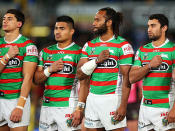 Rabbitohs players mark 'Rise for Alex' round.