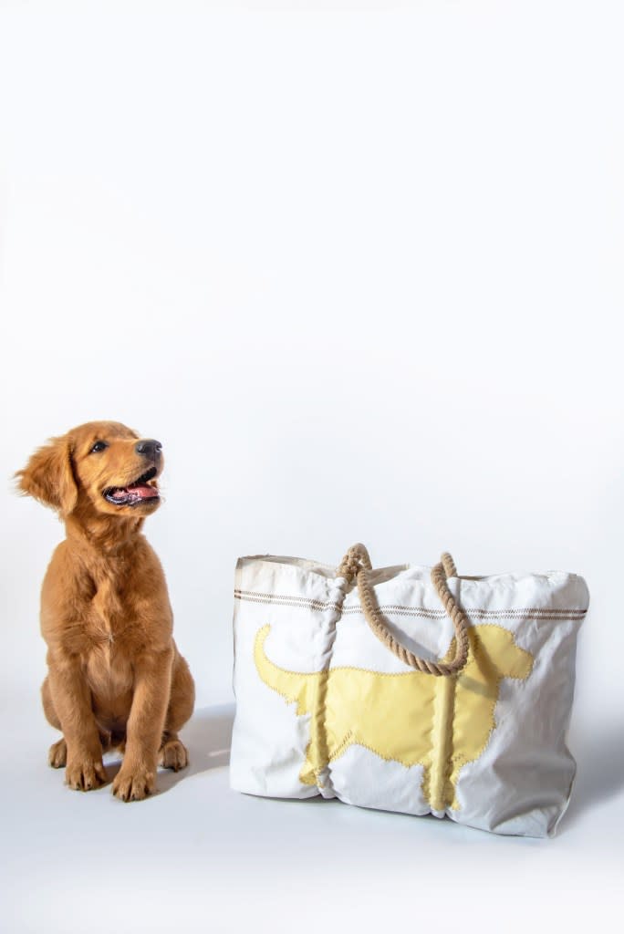 A tote bag made from sail cloth from Sea Bags.