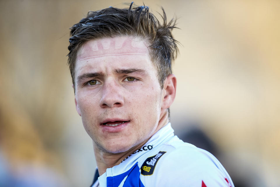 Belgian Remco Evenepoel of Quick-Step Alpha Vinyl pictured after the fourth stage of the Volta ao Algarve cycling race, an individual time trial from Vila Real de Santo Antonio to Tavira (32,2km), in Portugal, Saturday 19 February 2022. The Tour of the Algarve is taking place from 16 to 20 Ferbuary in the south of Portugal. BELGA PHOTO FILIPE FARINHA (Photo by FILIPE FARINHA/BELGA MAG/AFP via Getty Images)