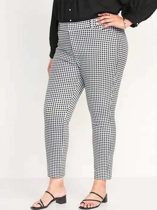 <p>Love the pants seen in the last slide, but prefer an ankle-length silhouette? Look no further than the <span>Old Navy High-Waisted Gingham Pixie Ankle Pants </span> ($45), which boast the same eye-catching design and comfortable fit, but a shorter length.</p>