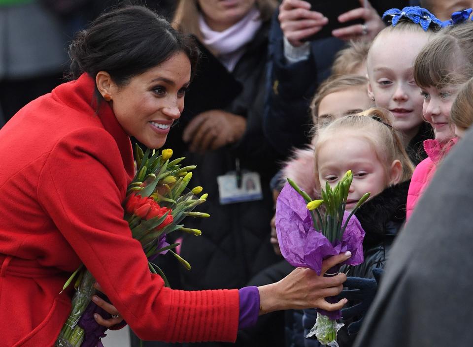 Meghan pictured in Birkenhead this week. Her female bodyguard has reportedly leaving her post after six months [Photo: Getty]