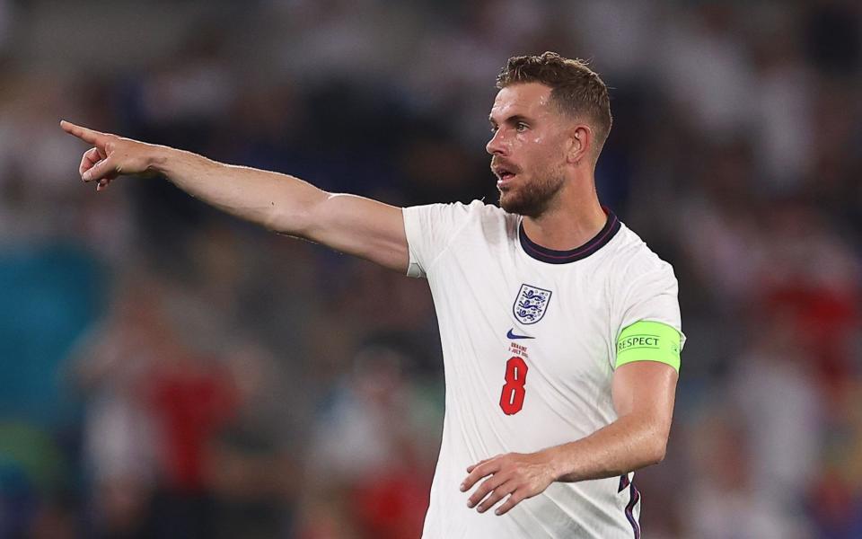 Jordan Henderson in action during England's 4-0 quarter-final win against Ukraine - SHUTTERSTOCK