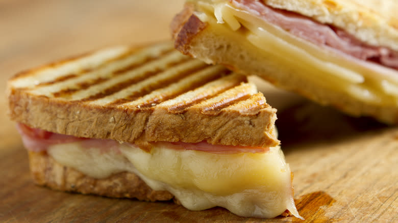grilled cheese and ham sandwich