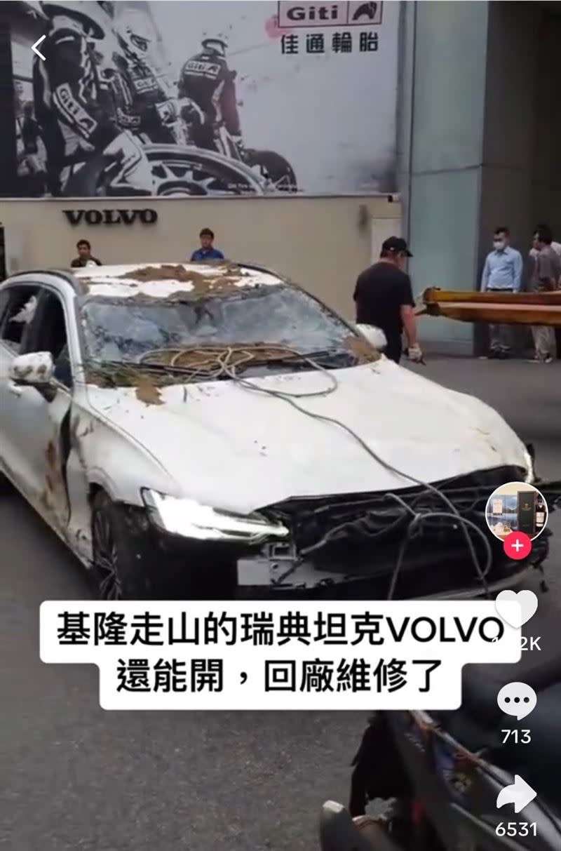 Volvo「瑞典坦克」返回維修廠的片段被轉到抖音。（圖／翻攝自抖音）