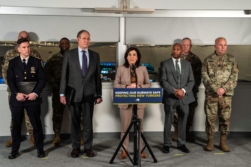 Image: New York Governor Kathy Hochul Announces Large Scale Increase In Law Enforcement Within Subway System (Adam Gray / Getty Images)