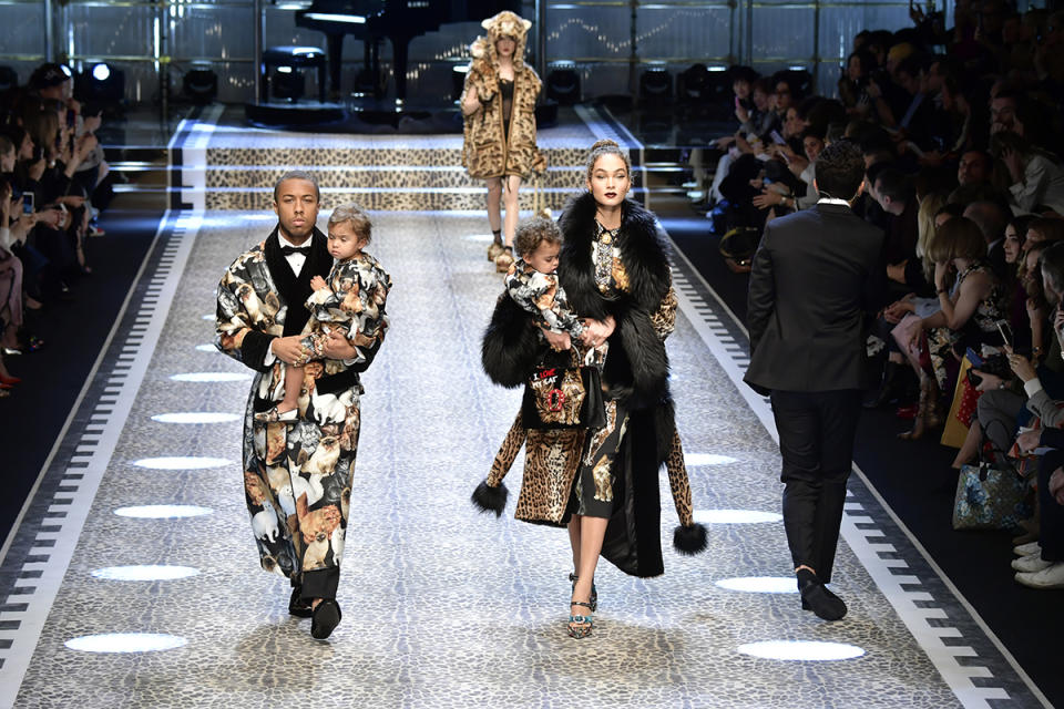 Models on the runway at the Dolce & Gabbana show.