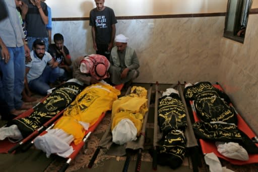 Palestinian officials said eight members of the same family, including five children, were killed