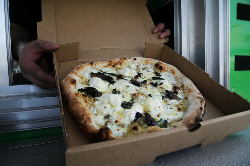 The Pizza Blanca from local food truck Odi's Pizzeria Napoletana at the inaugural Shoreline Food Truck Festival on Saturday, Feb. 25, 2023.