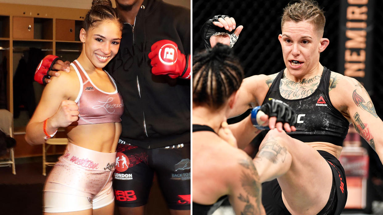 Valerie Loureda and Macy Chiasson, pictured here in Bellator and UFC.