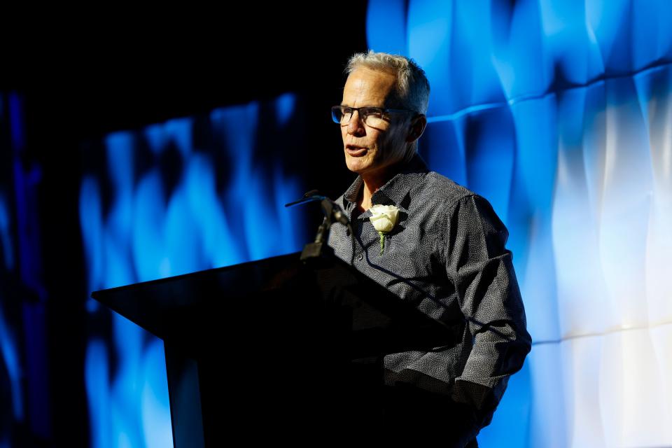 Casey Beathard speaks onstage at the 53rd Anniversary Nashville Songwriters Hall of Fame Gala at Music City Center on October 11, 2023 in Nashville, Tennessee.