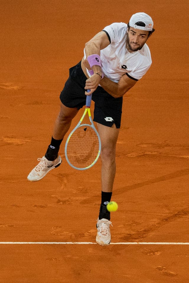 Matteo Berrettini serves to Alexander Zverev, not pictured