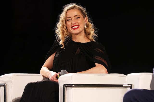 <p>Ernesto Ruscio/Getty Images</p> Amber Heard at the Taormina Film Festival on June 24, 2023