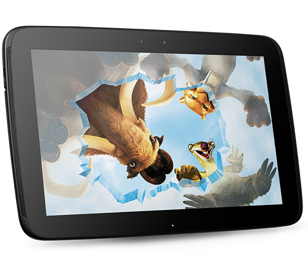 <b>Nexus 10</b><br><br>El plato fuerte. Fue definida por Google como "la tableta definitiva para ver películas y leer revistas". Tiene una pantalla de 10 pulgadas frente a la de 9,7 de iPad, con una resolución de 300 píxeles por pulgada que mejora el 'retina display' del iPad, con 264 píxeles, una batería con duración estimada de 9 horas de vídeo y 500 en espera. El aparato incluye altavoces frontales en estéreo, conexión MicroUSB, MicroHdmi, así como bluetooth, tecnología de comunicación por proximidad (NFC), procesadores A15 de doble núcleo, cámara de 5 megapíxeles y frontal de 1,9. Android 4.2 permitirá que varios usuarios compartan la tableta y accedan con sus propias contraseñas de entrada. Nexus 10 se venderá desde 399 dólares para la versión de 16 GB, y 499 para la de 32 GB, aunque a diferencia del iPad y otros competidores, la tableta carece de opción para conexión de datos (3G).