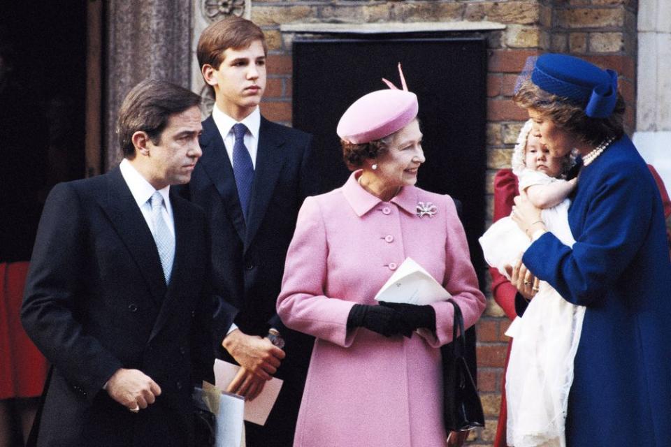 Queen Elizabeth at Princess Theodora's christening in 1983