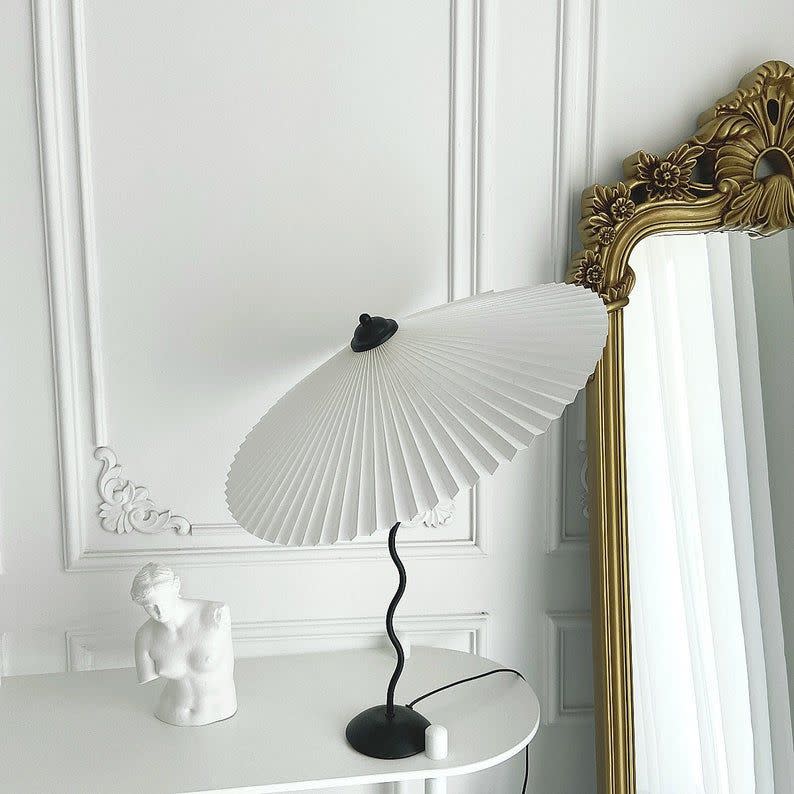 1) Squiggle Table Lamp With Pleated Shade