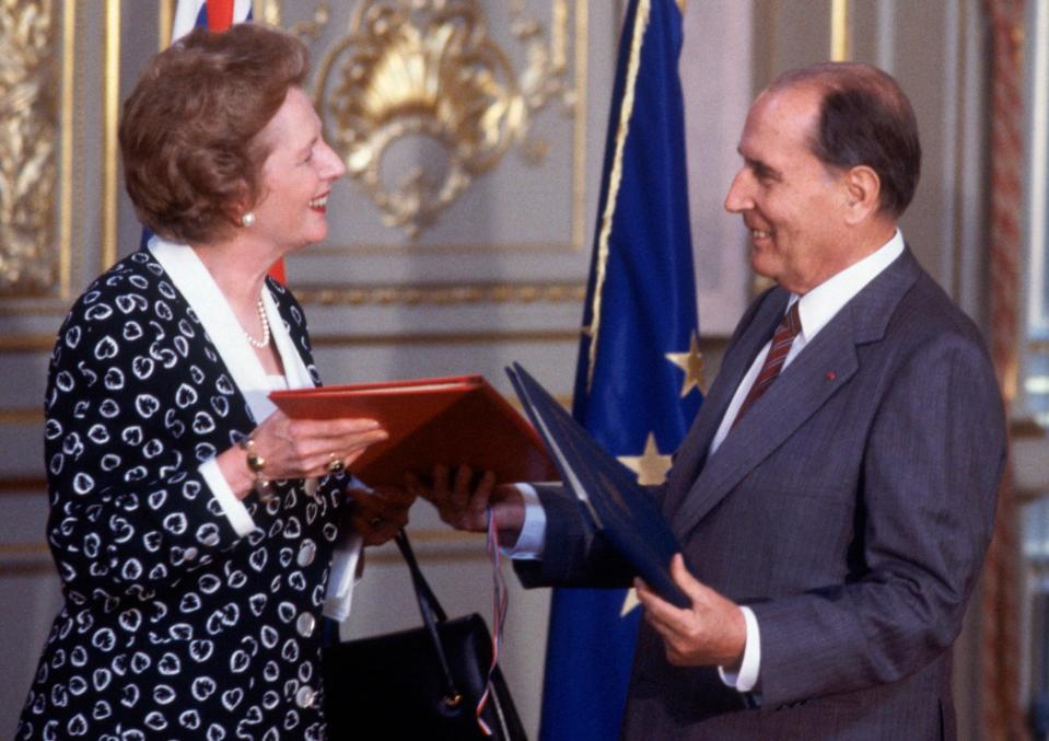 The Channel Tunnel Treaty was ratified by Margaret Thatcher and Francois Mitterrand at the Élysee Presidential Palace