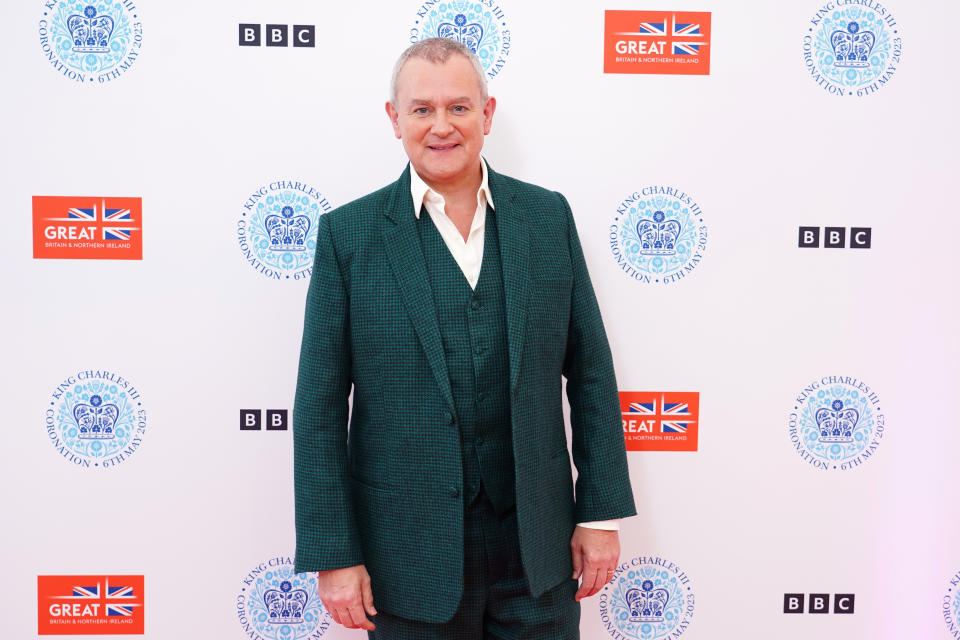 WINDSOR, ENGLAND - MAY 07: Hugh Bonneville backstage at the Coronation Concert held in the grounds of Windsor Castle on May 7, 2023 in Windsor, England. The Windsor Castle Concert is part of the celebrations of the Coronation of Charles III and his wife, Camilla, as King and Queen of the United Kingdom of Great Britain and Northern Ireland, and the other Commonwealth realms that took place at Westminster Abbey yesterday. High-profile performers will entertain members of the royal family and 20,000 guests including 10,000 members of the public. (Photo by Ian West - Pool / Getty Images)