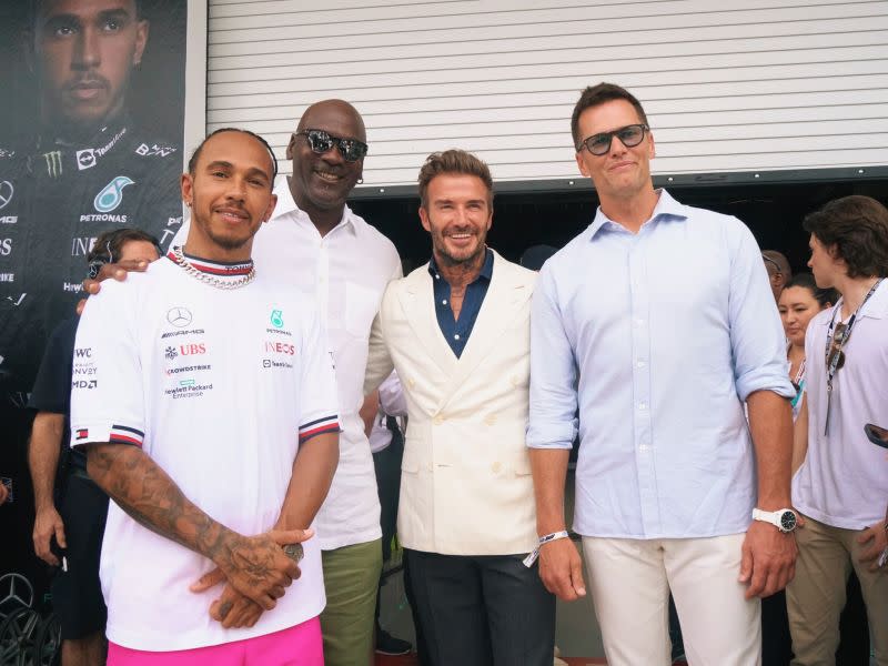 ▲Lewis Hamilton、Ｍichael Jordan、David Beckham、Tom Brady(左至右）（取自Tom Brady推特）