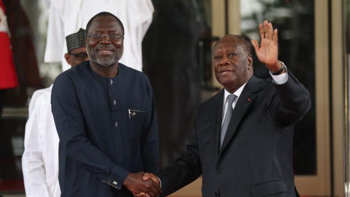 Ivory Coast President Alassane Ouattara and Ecowas President Omar Touray