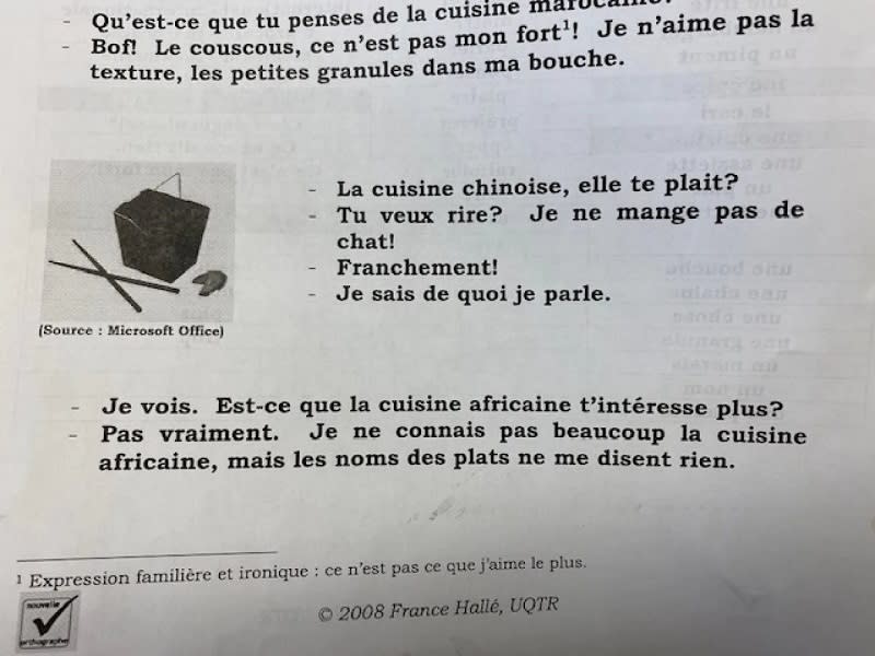 I Don T Eat Cat Worksheets Depicting Racist Asian Stereotypes Given To Students In 2 Quebec Schools