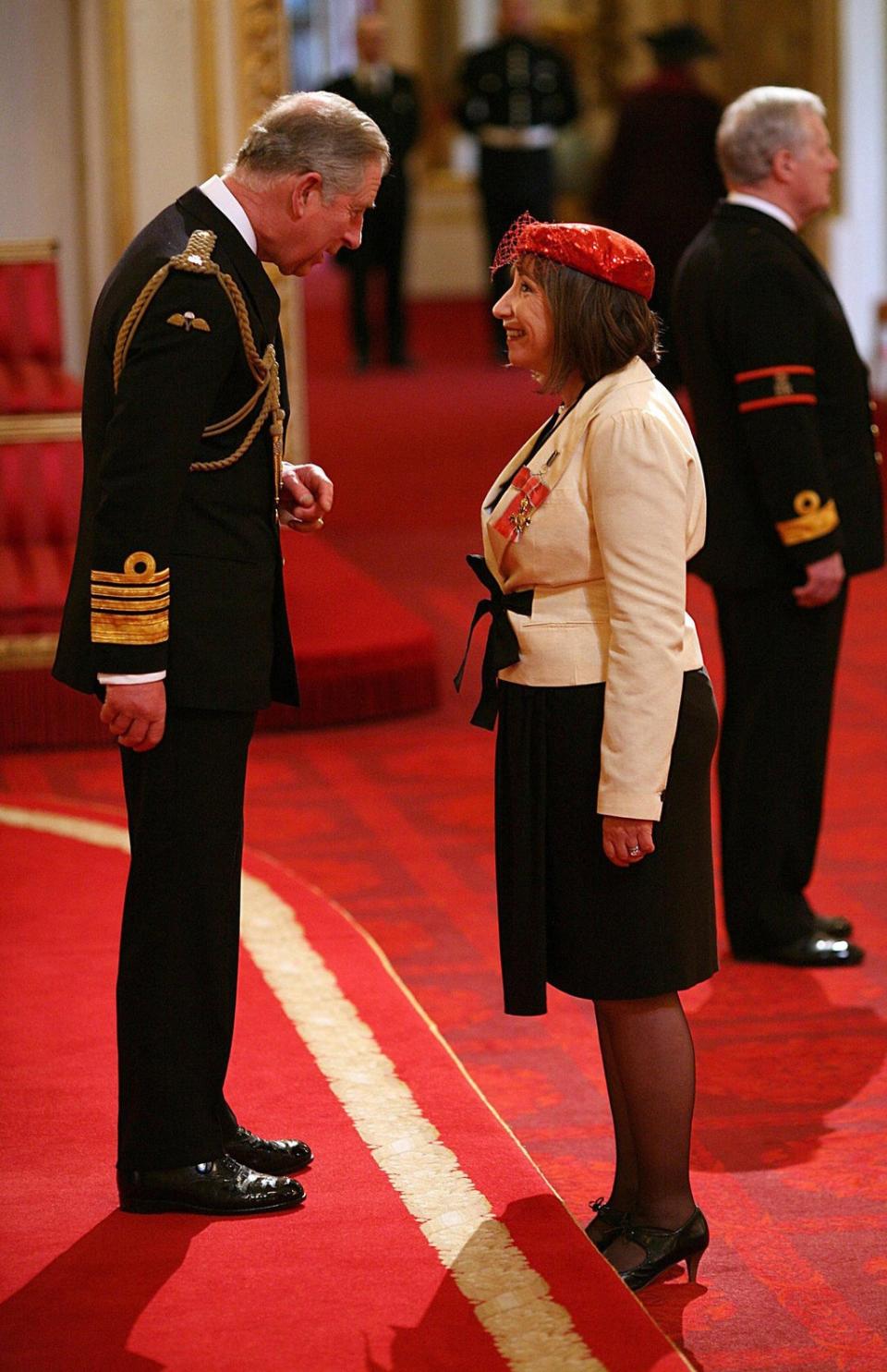 Kay Mellor receives an OBE from the Prince of Wales during the investiture ceremony at Buckingham Palace (Lewis Whyld/PA) (PA Archive)