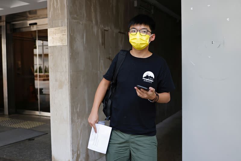 Joshua Wong leaves High Court in Hong Kong