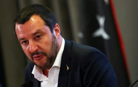 FILE PHOTO: Matteo Salvini talks during a news conference in Rome, Italy July 5, 2018. REUTERS/Tony Gentile/File Photo -