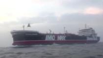 FILE PHOTO: A helicopter hovers over British-flagged tanker Stena Impero near the strait of Hormuz