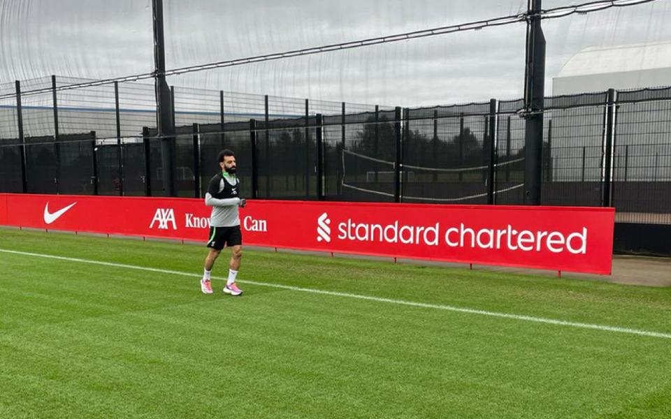 Mohamed Salah back running at Liverpool's training ground