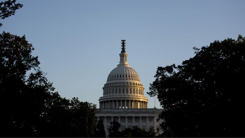 The Dome of the U.S. Capitol Building at sunset seen from Upper Senate Park in Washington on Wednesday, Sept. 27, 2023.