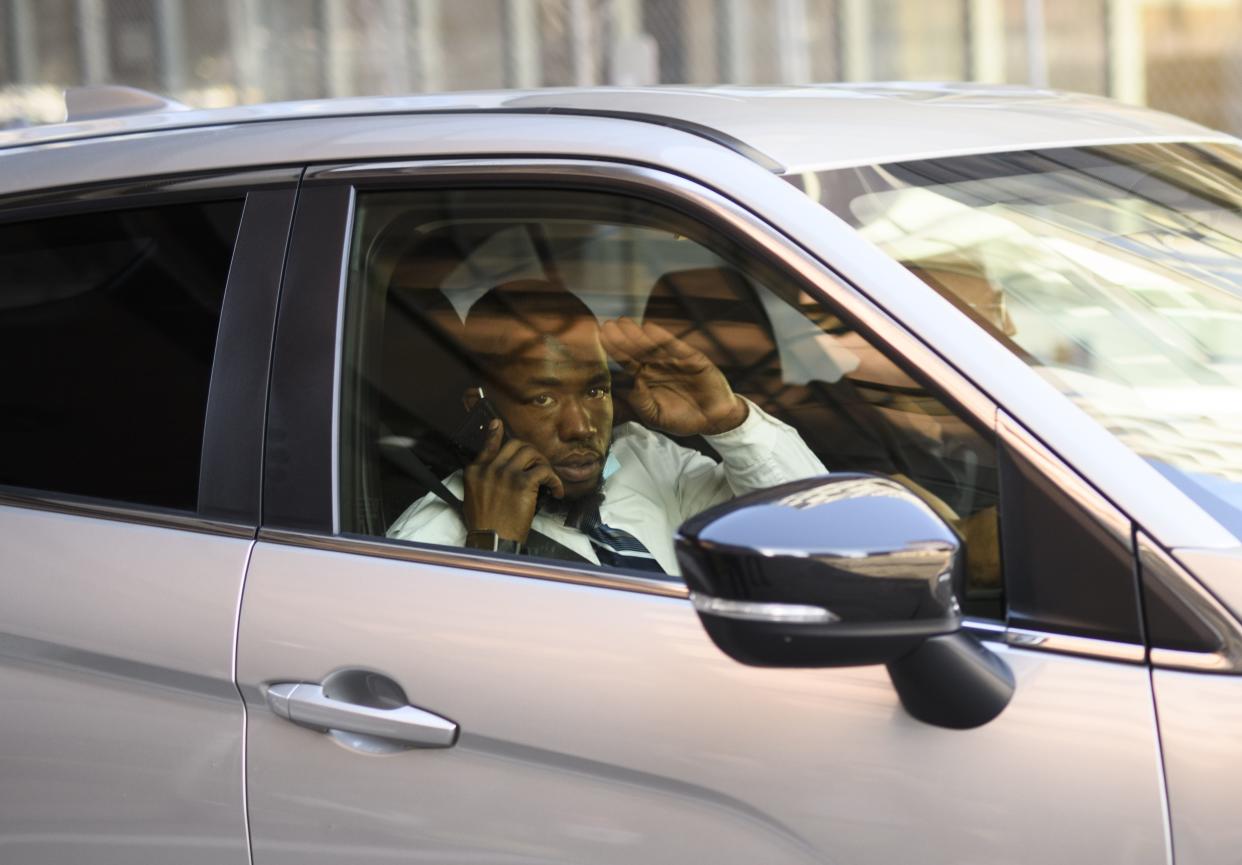 Donald Williams, a trial witness, is seen in a car outside the Hennepin County Government Center on March 29, 2021, in Minneapolis, Minnesota.