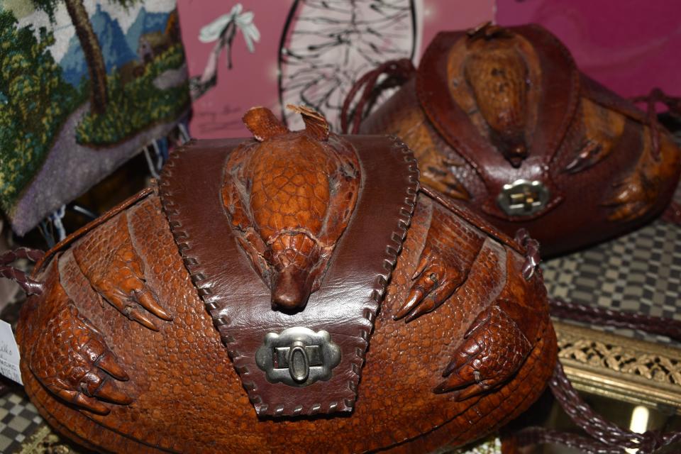 Not one but two armadillo handbags were donated to this year's Monroe County History Center Garage Sale.  They were more valuable, worth about $300 each, than volunteers realized at first. Each is selling for $125 at the garage sale.