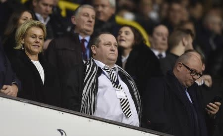 Football Soccer - Tottenham Hotspur v Newcastle United - Barclays Premier League - White Hart Lane - 13/12/15 Newcastle United owner Mike Ashley and wife Linda in the stands Reuters / Toby Melville