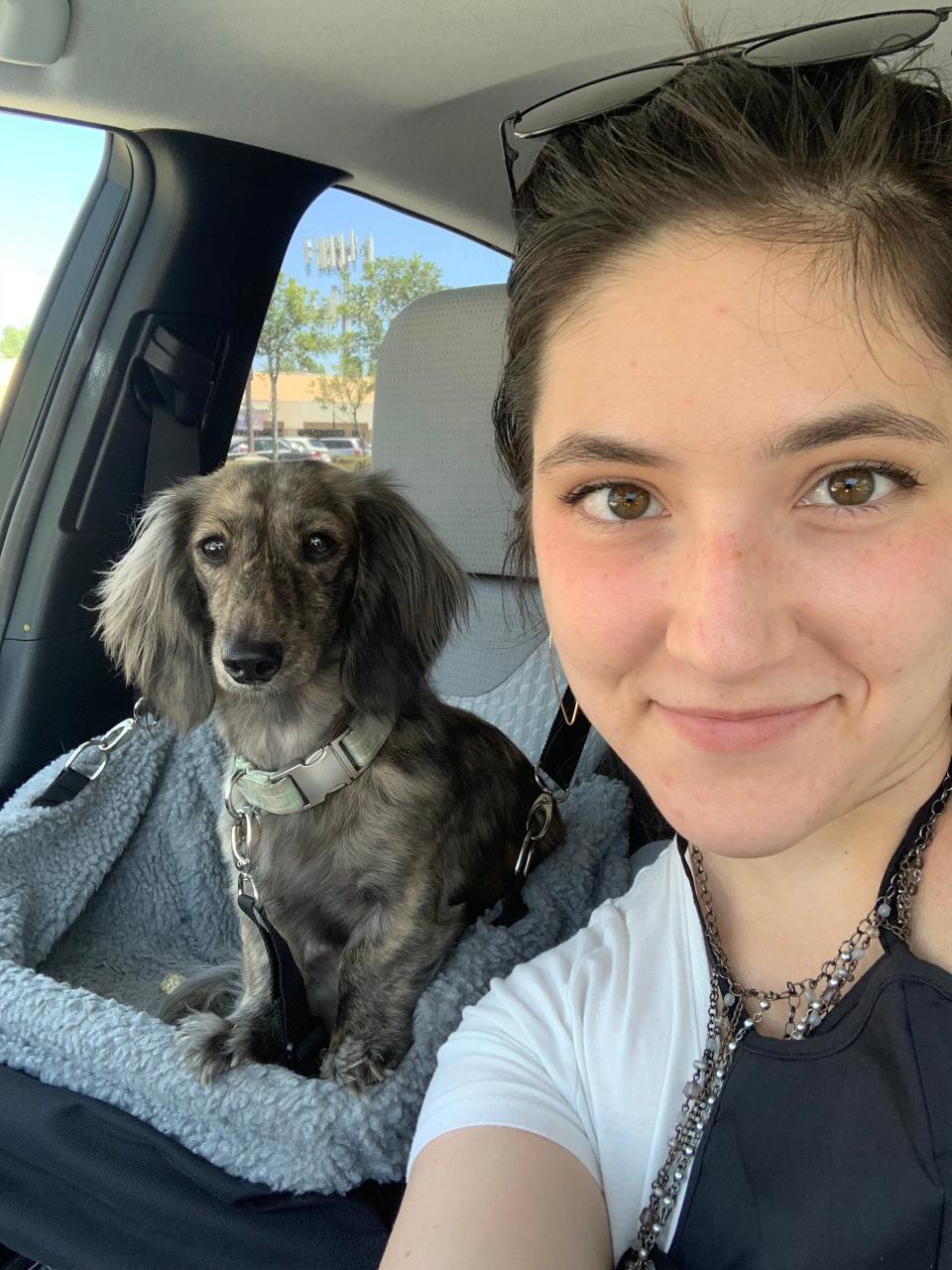 Emily Padgett and her miniature dachshund, Jolene.