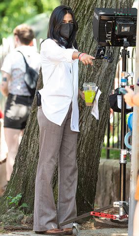 <p>Gilbert Carrasquillo/GC Images</p> Ishana Night Shyamalan is seen filming scenes on the set of Apple TV+ streaming series "Servant" Season 3 on June 15, 2021 in Philadelphia, Pennsylvania.